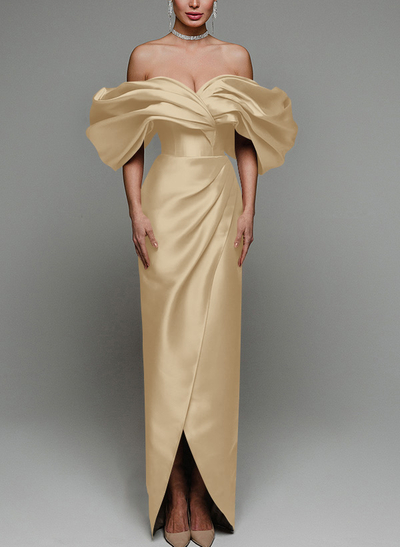 Sheath/Column Off-The-Shoulder Sleeveless Satin Mother Of The Bride Dresses