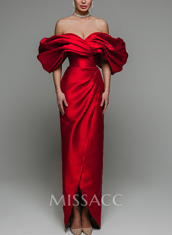 Sheath/Column Off-The-Shoulder Sleeveless Satin Mother Of The Bride Dresses Sheath/Column Off-The-Shoulder Sleeveless Satin Mother Of The Bride Dresses