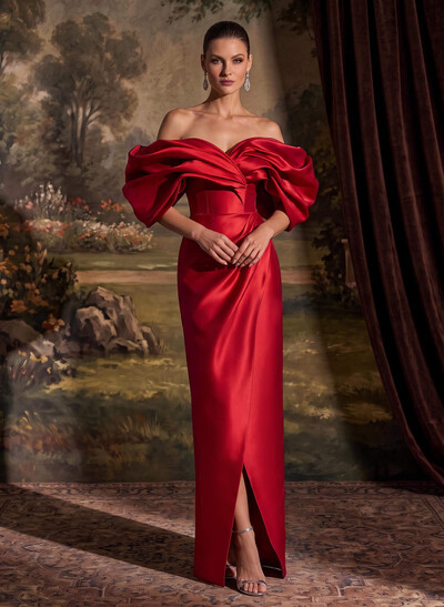 Sheath/Column Off-The-Shoulder Sleeveless Satin Mother Of The Bride Dresses