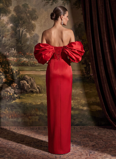 Sheath/Column Off-The-Shoulder Sleeveless Satin Mother Of The Bride Dresses