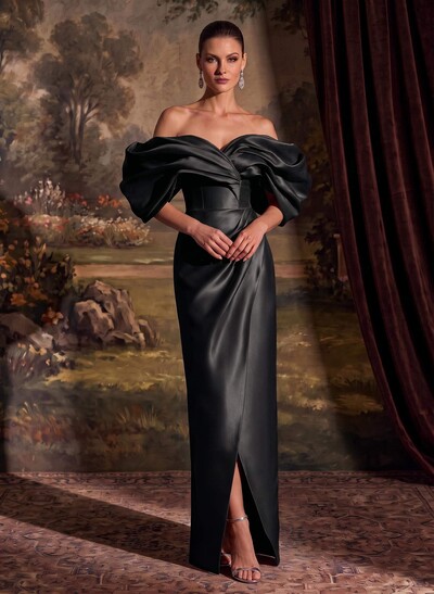 Sheath/Column Off-The-Shoulder Sleeveless Satin Mother Of The Bride Dresses