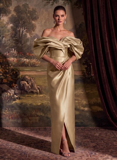 Sheath/Column Off-The-Shoulder Sleeveless Satin Mother Of The Bride Dresses