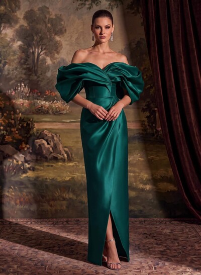 Sheath/Column Off-The-Shoulder Sleeveless Satin Mother Of The Bride Dresses