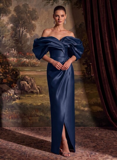 Sheath/Column Off-The-Shoulder Sleeveless Satin Mother Of The Bride Dresses