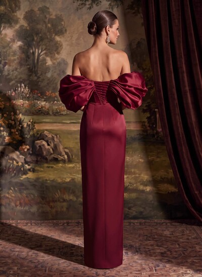 Sheath/Column Off-The-Shoulder Sleeveless Floor-Length Satin Evening Dresses