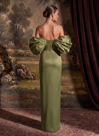 Sheath/Column Off-The-Shoulder Sleeveless Floor-Length Satin Evening Dresses