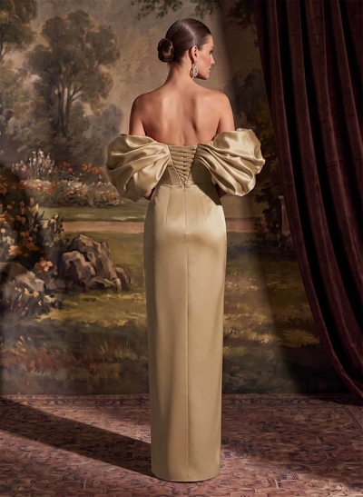 Sheath/Column Off-The-Shoulder Sleeveless Satin Mother Of The Bride Dresses