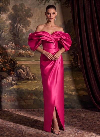 Sheath/Column Off-The-Shoulder Sleeveless Satin Mother Of The Bride Dresses