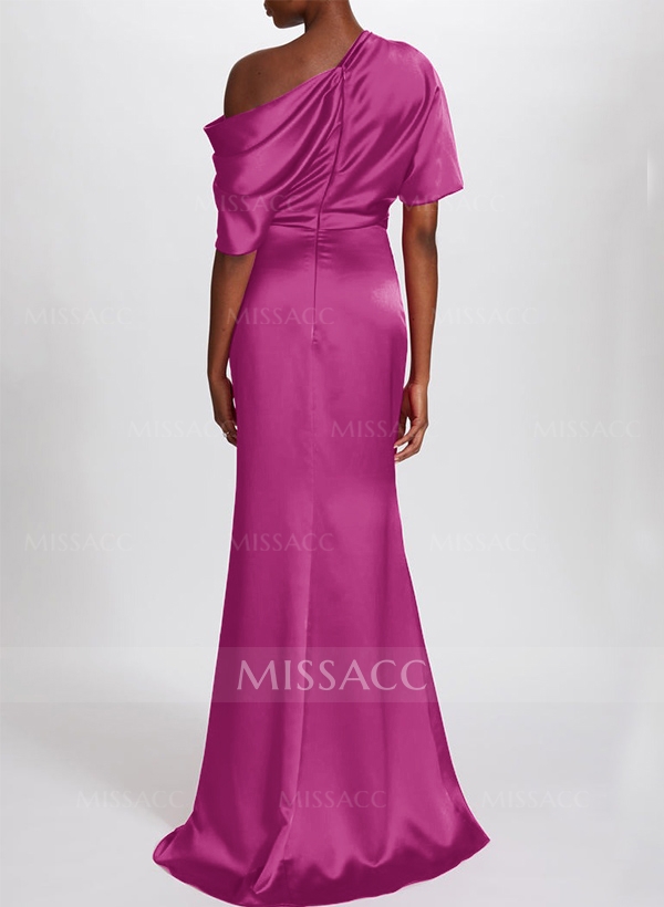 Sheath/Column Asymmetrical Silk Like Satin Mother Of The Bride Dresses With Split Front