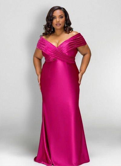 Sheath/Column Off-The-Shoulder Silk Like Satin Mother Of The Bride Dresses