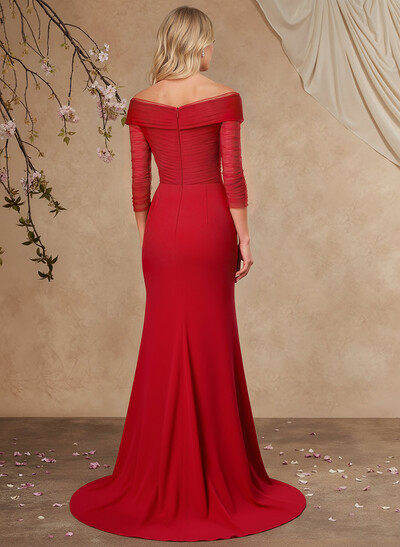 Trumpet/Mermaid Off-The-Shoulder Elastic Satin Mother Of The Bride Dresses