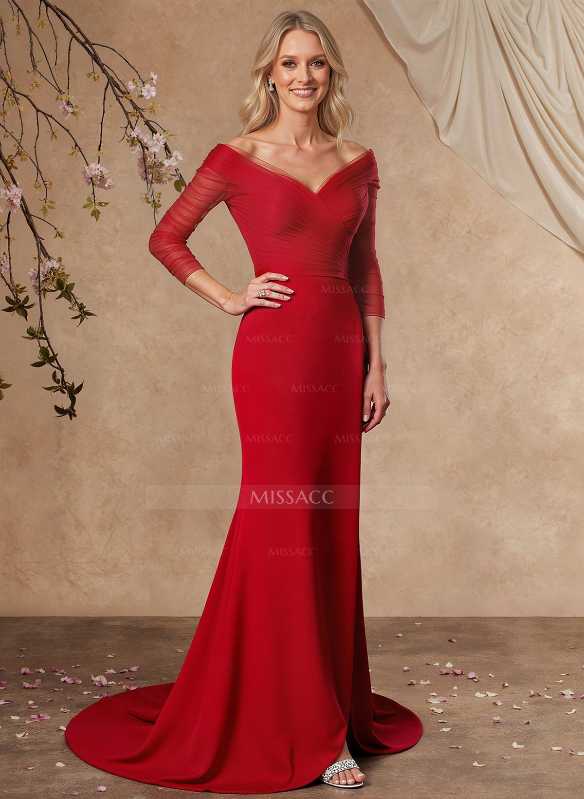 Trumpet/Mermaid Off-The-Shoulder Elastic Satin Mother Of The Bride Dresses
