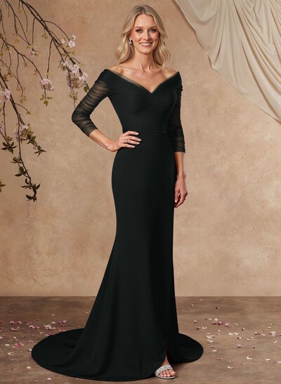 Trumpet/Mermaid Off-The-Shoulder Elastic Satin Mother Of The Bride Dresses