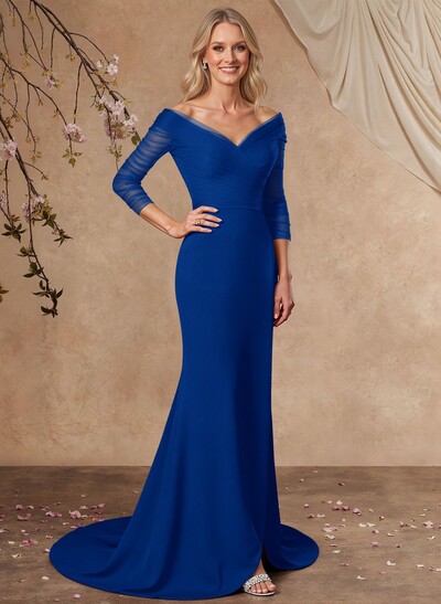 Trumpet/Mermaid Off-The-Shoulder Elastic Satin Mother Of The Bride Dresses