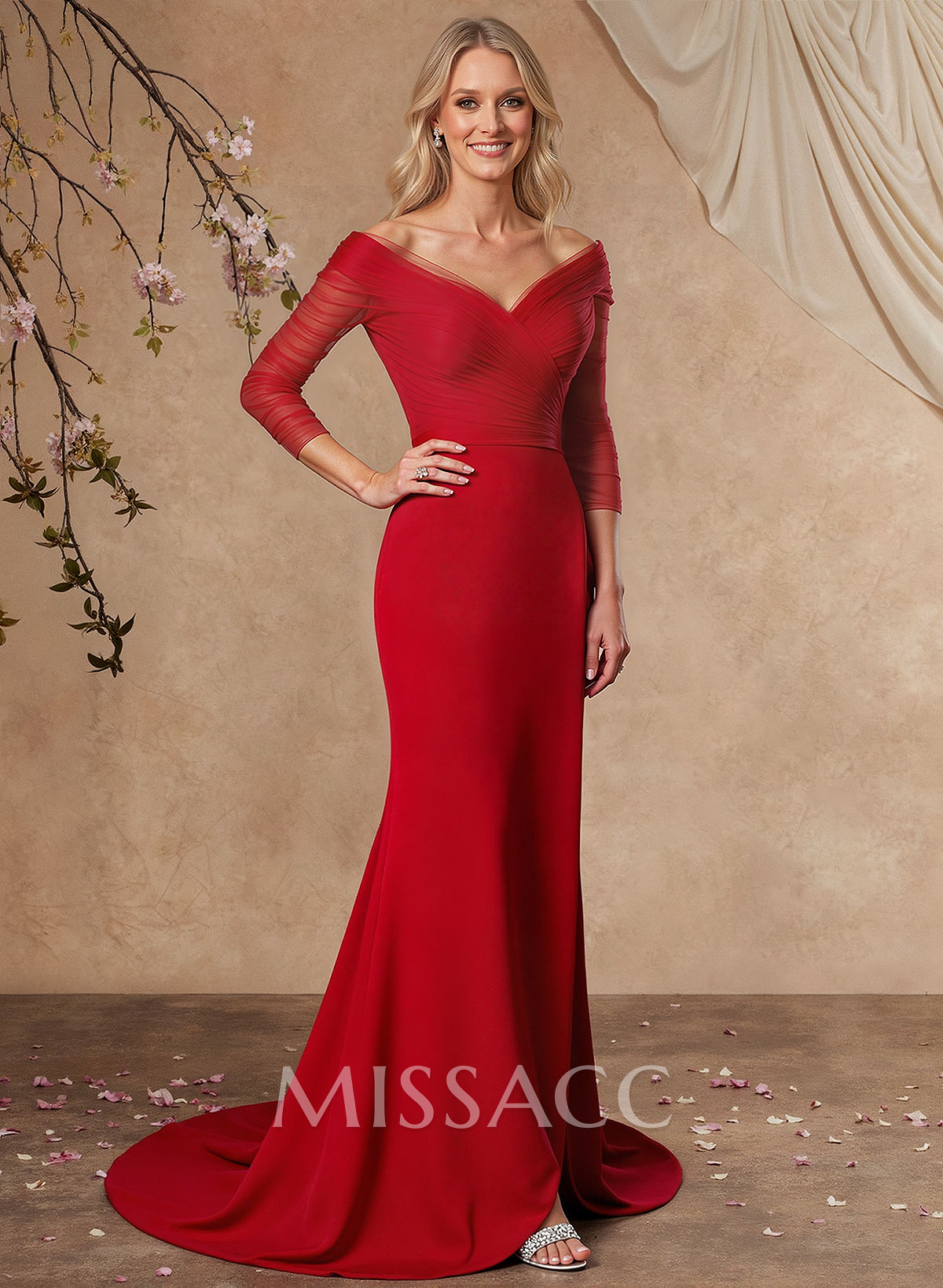 Trumpet/Mermaid Off-The-Shoulder Elastic Satin Mother Of The Bride Dresses