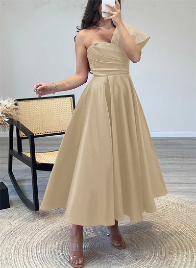 One-Shoulder A-Line Satin Ankle-Length Mother Of The Bride Dresses