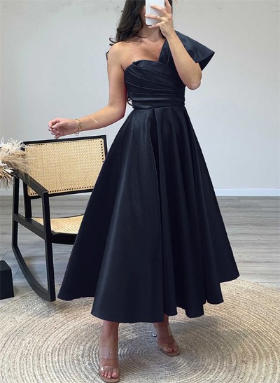 One-Shoulder A-Line Satin Ankle-Length Mother Of The Bride Dresses