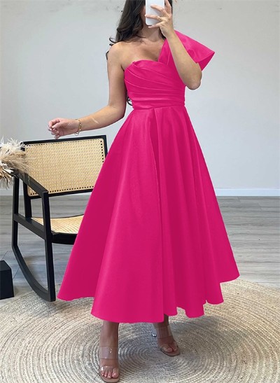 One-Shoulder A-Line Satin Ankle-Length Mother Of The Bride Dresses