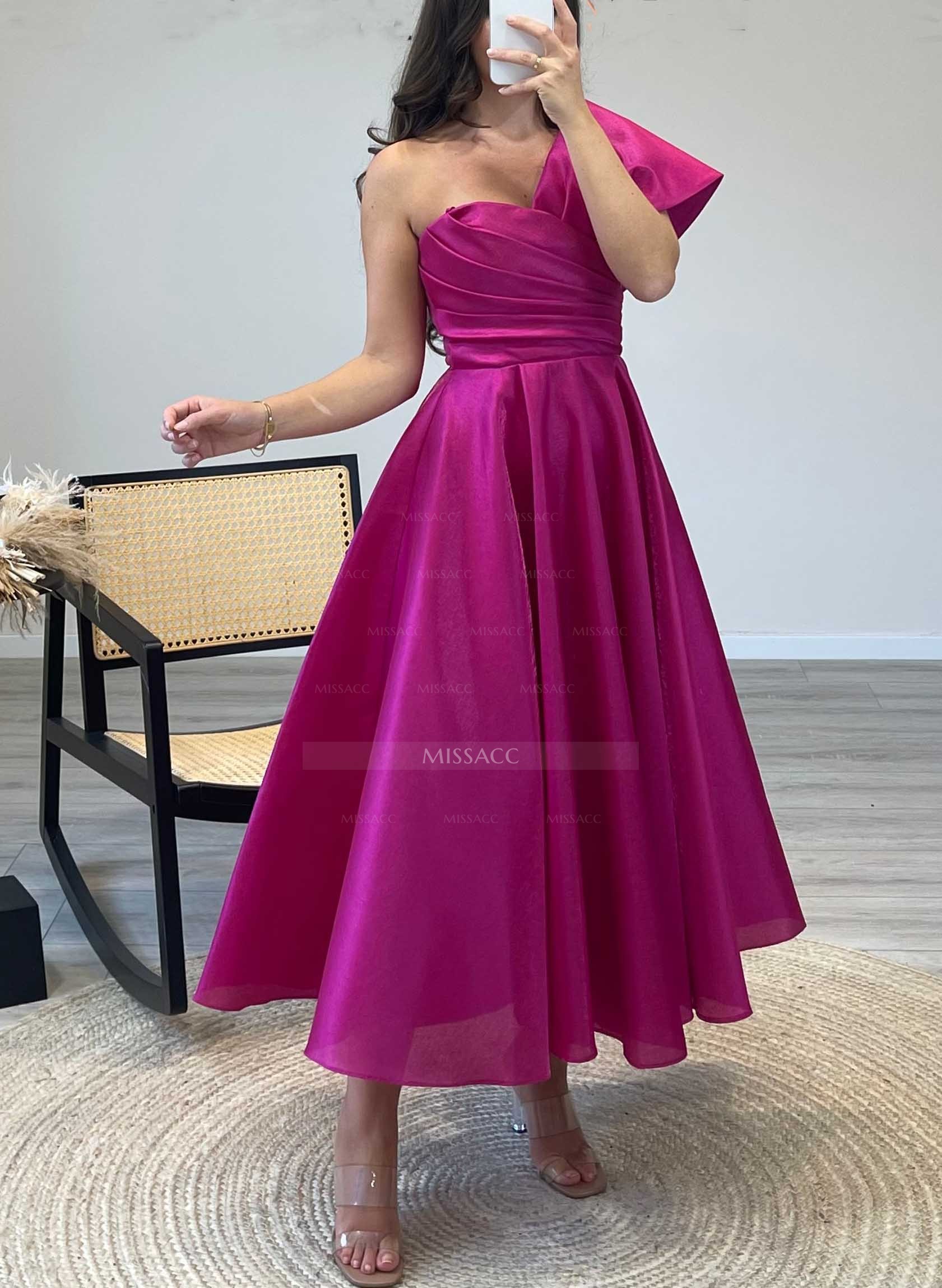 One-Shoulder A-Line Satin Ankle-Length Mother Of The Bride Dresses