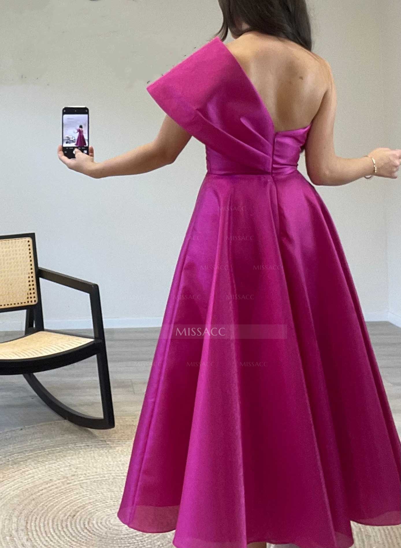 One-Shoulder A-Line Satin Ankle-Length Mother Of The Bride Dresses