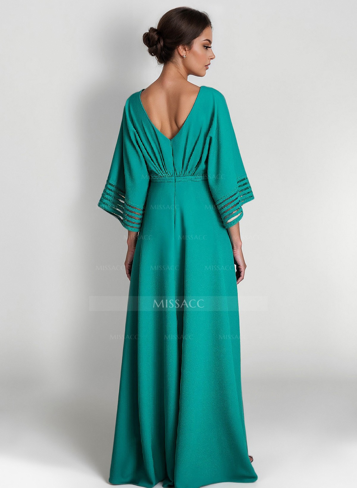 V-Neck Elastic Satin A-Line Wrap Mother Of The Bride Dresses