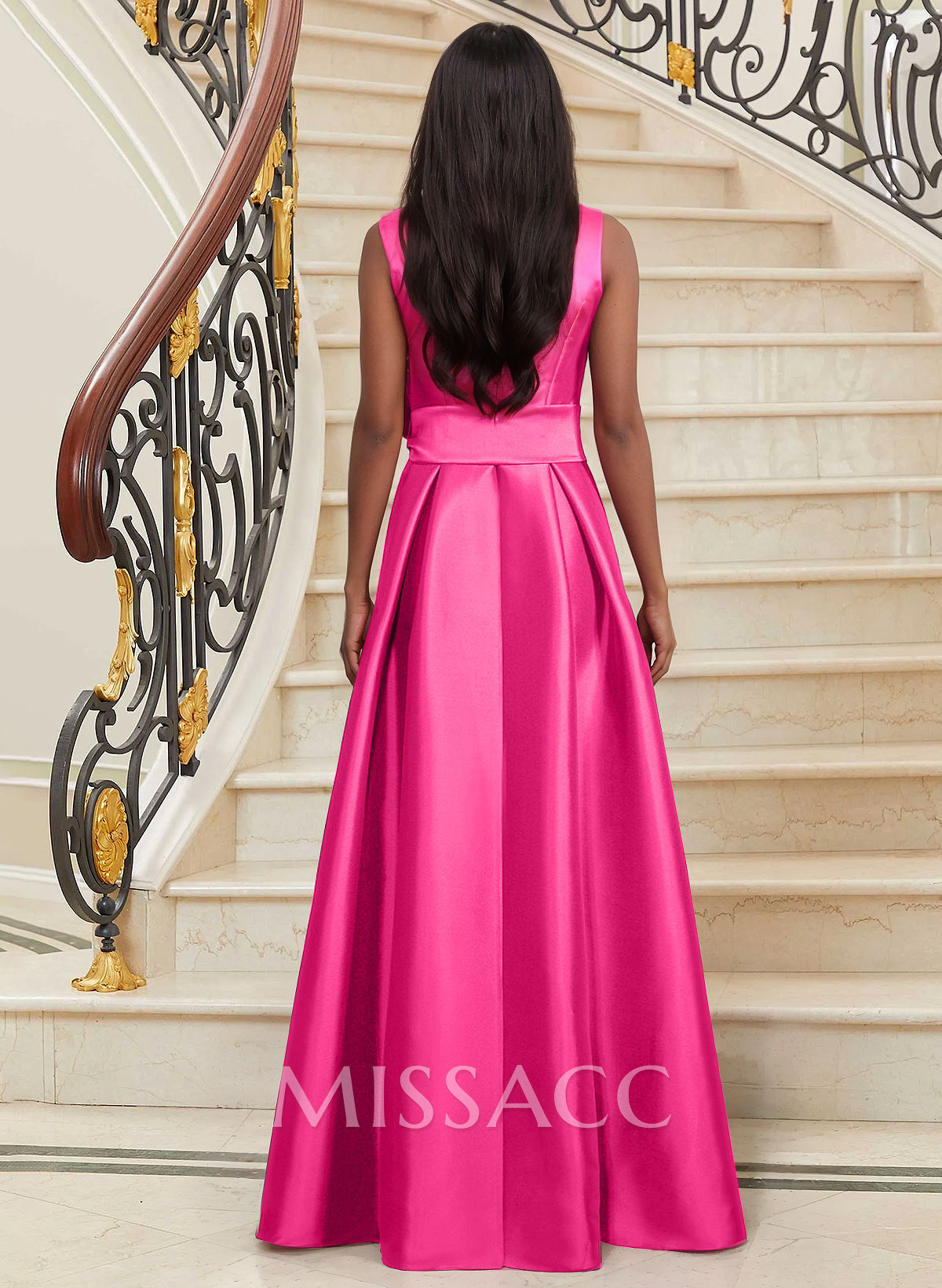 A-Line V-Neck Sleeveless Satin Mother Of The Bride Dresses With Sash