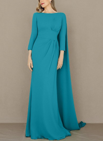 Sheath/Column Scoop Neck Long Sleeves Chiffon Mother Of The Bride Dresses