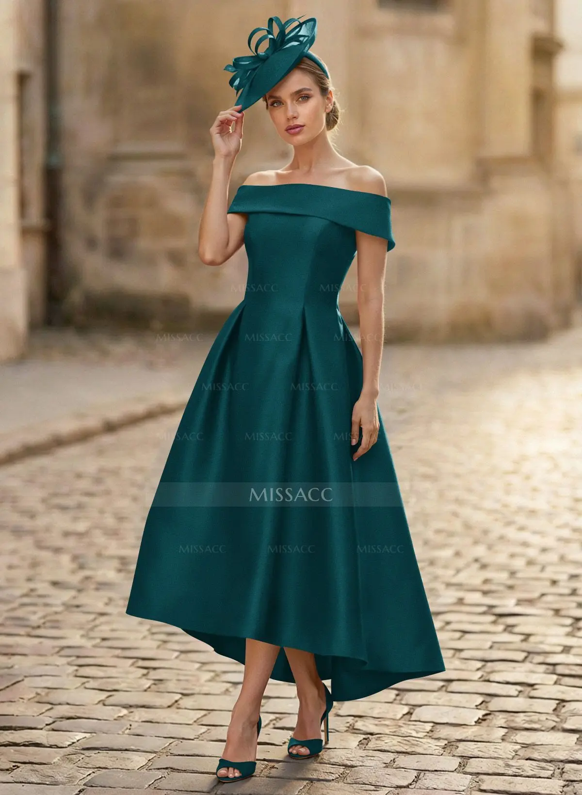 chinese dress ladies A-Line One-Shoulder Midi Party Dress