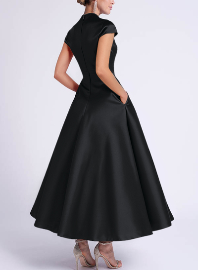 Classic V-Neck Short Sleeves Satin Mother Of The Bride Dresses With 3D Floral