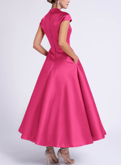 Classic V-Neck Short Sleeves Satin Mother Of The Bride Dresses With 3D Floral