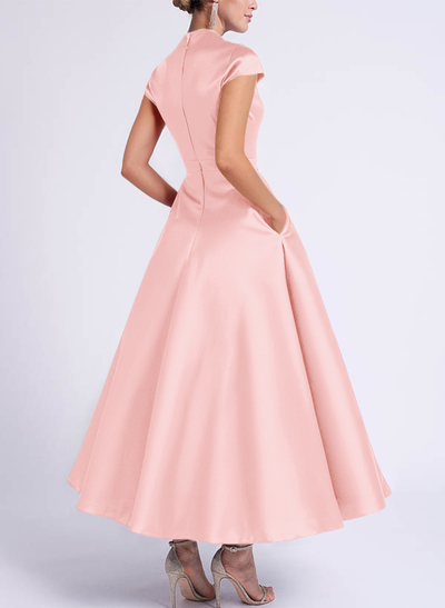 Classic V-Neck Short Sleeves Satin Mother Of The Bride Dresses With 3D Floral