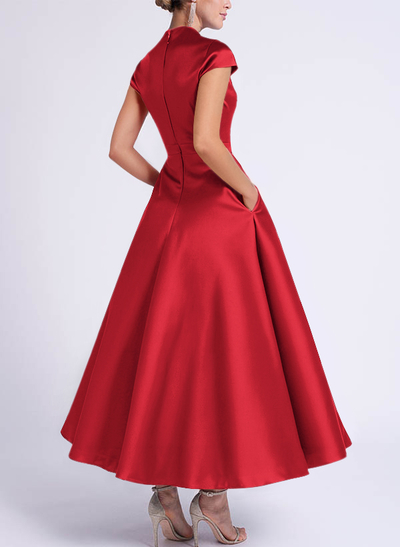 Classic V-Neck Short Sleeves Satin Mother Of The Bride Dresses With 3D Floral