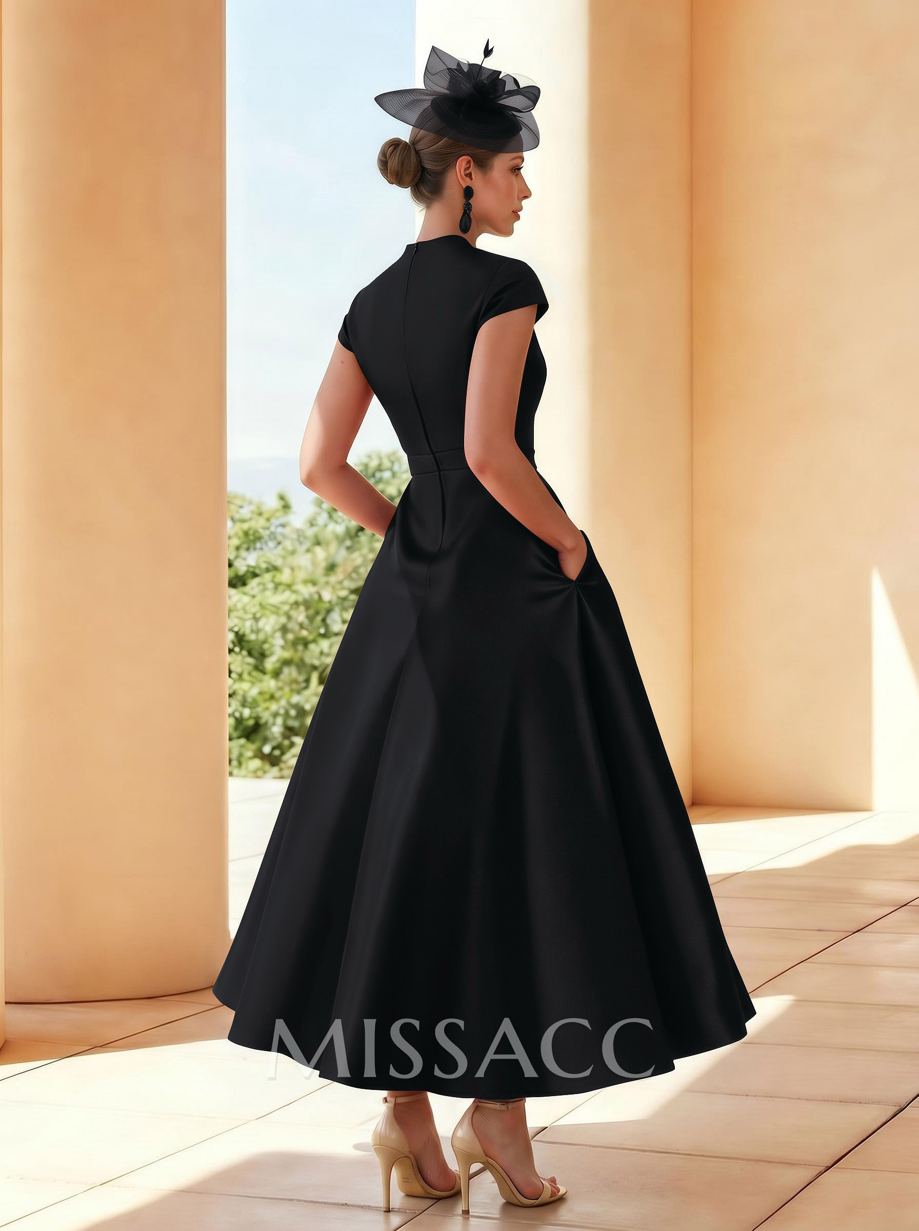 Classic V-Neck Short Sleeves Satin Mother Of The Bride Dresses With 3D Floral Classic V-Neck Short Sleeves Satin Mother Of The Bride Dresses With 3D Floral