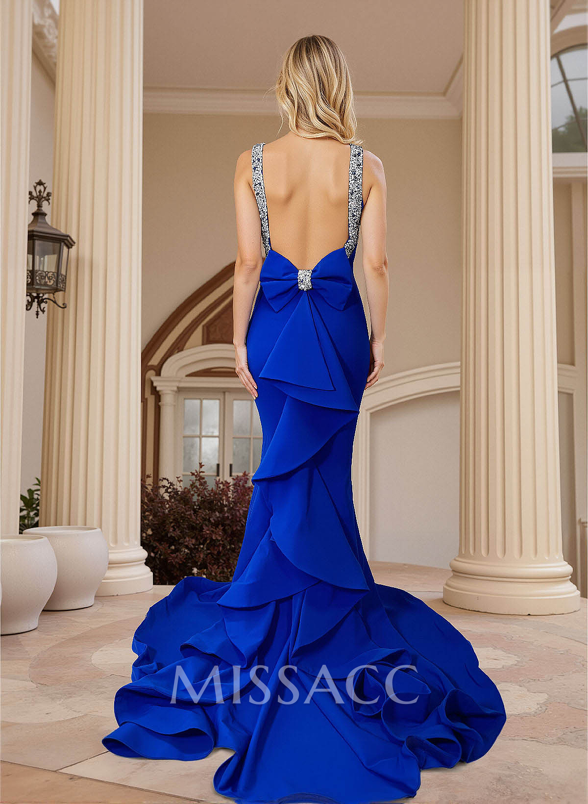 Trumpet/Mermaid Scoop Neck Sleeveless Elastic Satin Prom Dresses With Bow(s) Trumpet/Mermaid Scoop Neck Sleeveless Elastic Satin Prom Dresses With Bow(s)