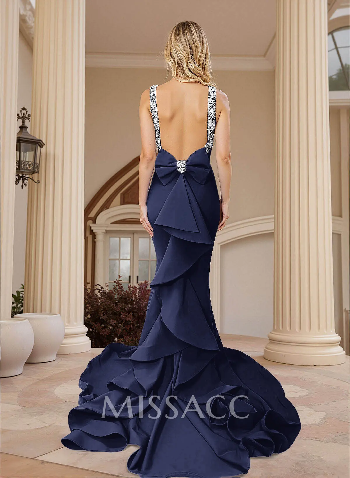 missord lace up back satin mermaid prom dress Lace Up Mermaid Satin Dress M01077