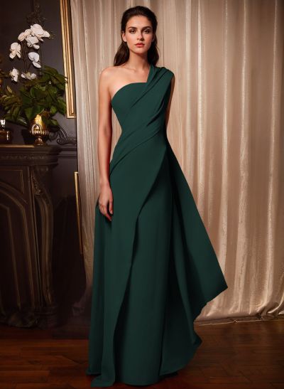 A-Line One-Shoulder Sleeveless Floor-Length Prom Dresses