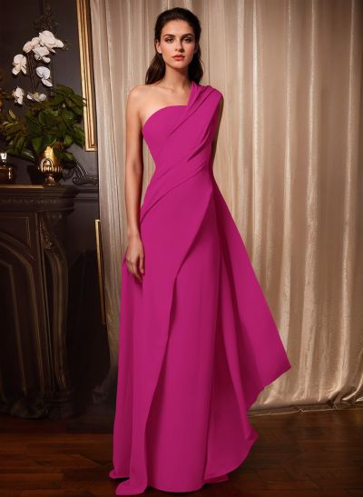 A-Line One-Shoulder Floor-Length Elastic Satin Mother Of The Bride Dresses