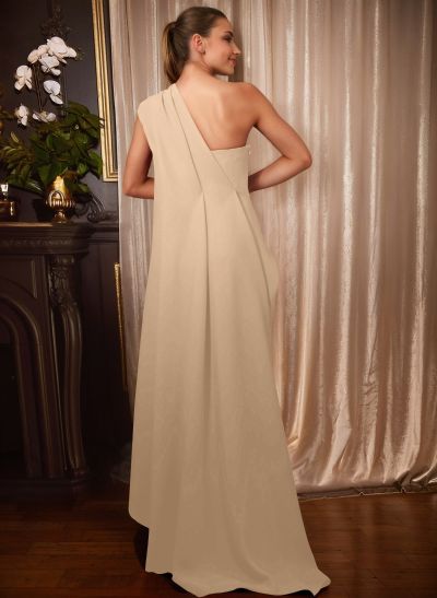 A-Line One-Shoulder Sleeveless Floor-Length Prom Dresses