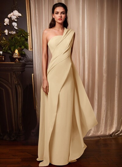 One-Shoulder Sleeveless Floor-Length Prom Dresses