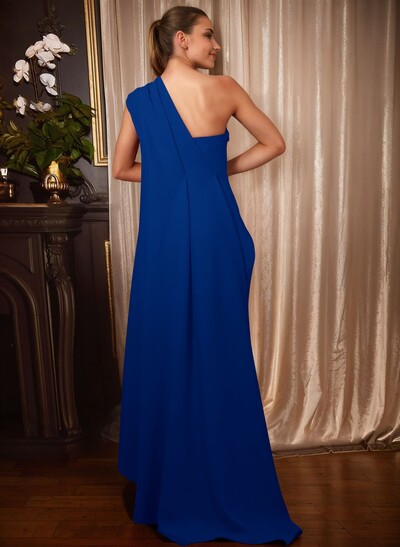 One-Shoulder Sleeveless Floor-Length Prom Dresses