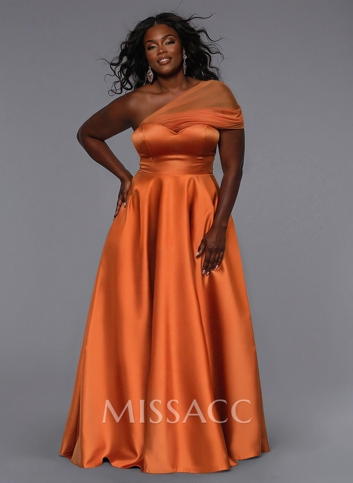 Unique Semi Sheer Illusion One-Shoulder Satin Bridesmaid Dresses Unique Semi Sheer Illusion One-Shoulder Satin Bridesmaid Dresses