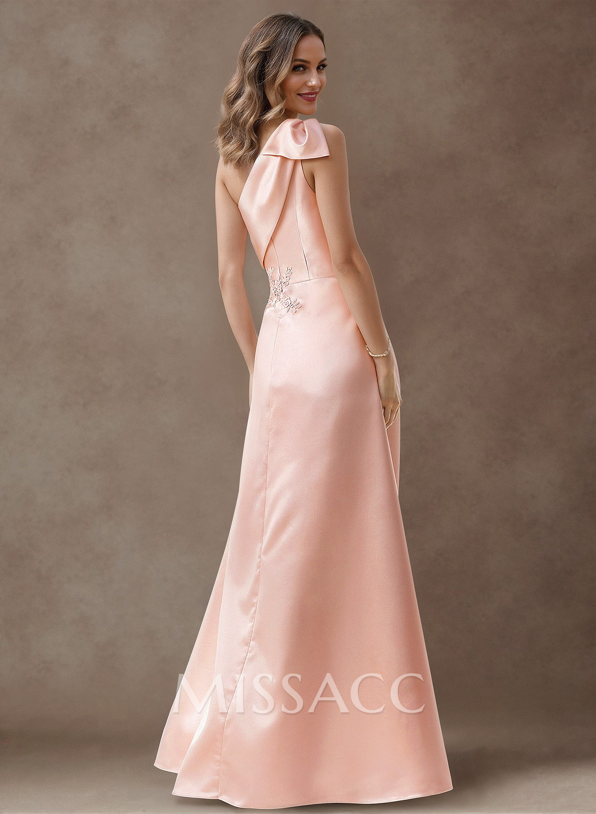 Exquisite Bow Accented One-Shoulder Evening Dresses With Overskirt
