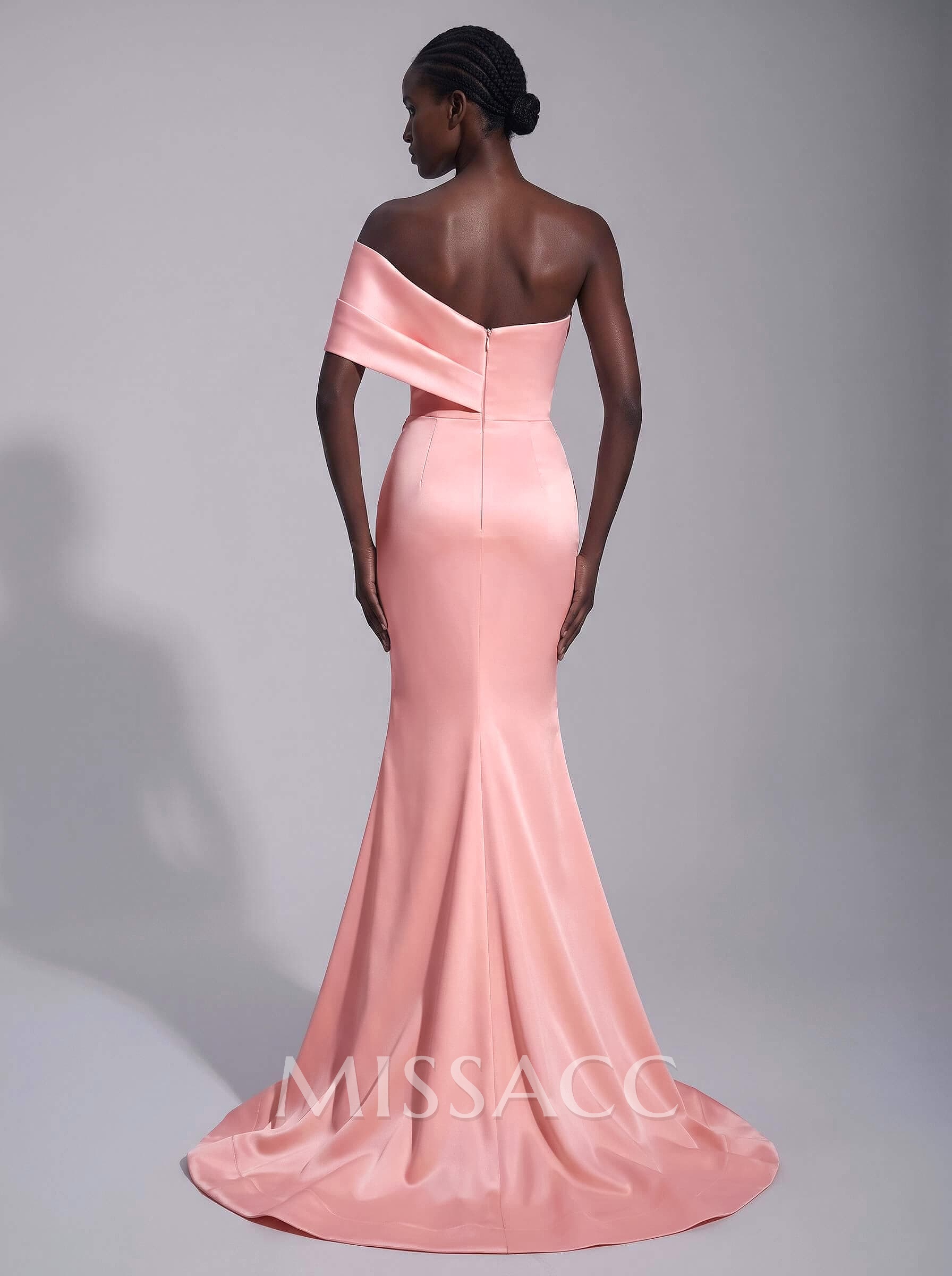 Trumpet/Mermaid Asymmetrical Sleeveless Sweep Train Matte Satin Evening Dresses With Split Front