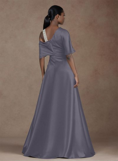 Unique Two Tone Asymmetrical Overskirt Crepe Satin Evening Dresses With Rhinestone Unique Two Tone Asymmetrical Overskirt Crepe Satin Evening Dresses With Rhinestone