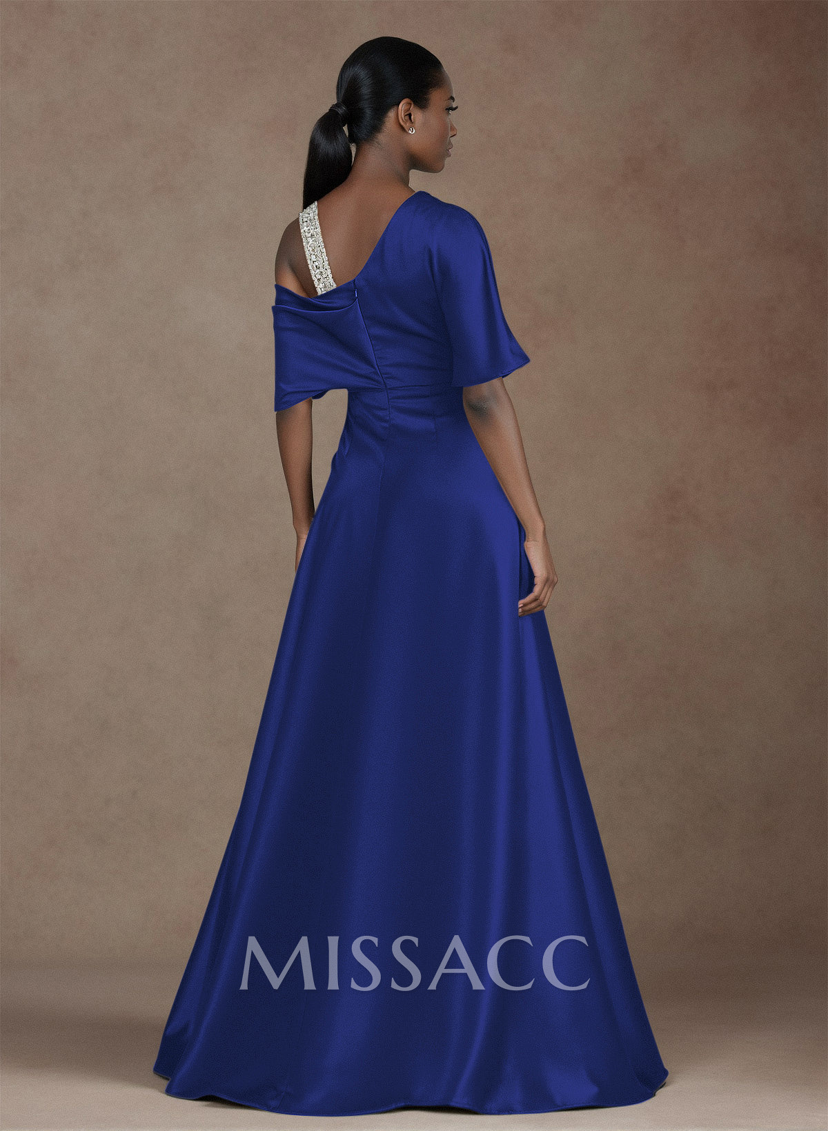 Unique Two Tone Asymmetrical Overskirt Crepe Satin Evening Dresses With Rhinestone Unique Two Tone Asymmetrical Overskirt Crepe Satin Evening Dresses With Rhinestone