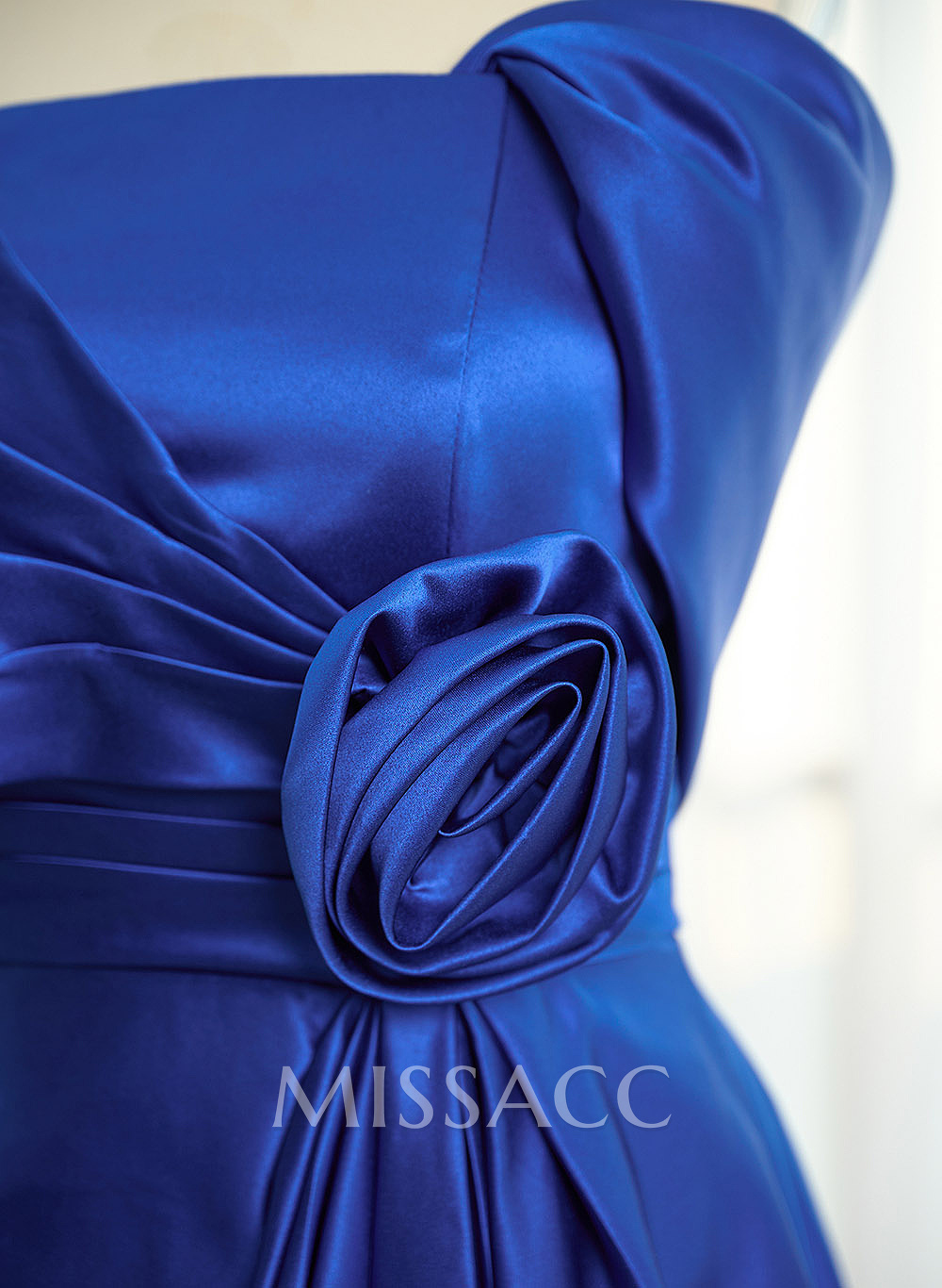 Modest A-Line Wrap Off Shoulder Sleeveless Satin Evening Dresses With 3D Floral Modest A-Line Wrap Off Shoulder Sleeveless Satin Evening Dresses With 3D Floral