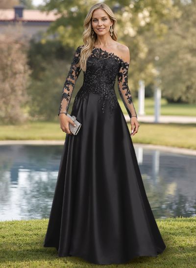 Exquisite Semi Sheer Illusion Lace Applique Sleeves Mother Of The Bride Dresses