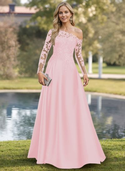 Exquisite Semi Sheer Illusion Lace Applique Sleeves Mother Of The Bride Dresses
