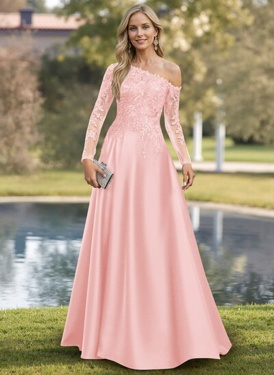 Exquisite Semi Sheer Illusion Lace Applique Sleeves Mother Of The Bride Dresses