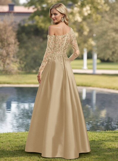 Exquisite Semi Sheer Illusion Lace Applique Sleeves Mother Of The Bride Dresses